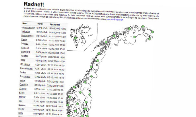 Radioaktivitet i Norge åpent på nett